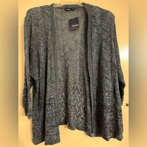 Charter Club Y2K Plus Size Textured Blue Knit Cardigan